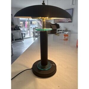 18” Vintage Atomic Flying Saucer Table Desk Lamp UFO Mushroom Black Metal '90s